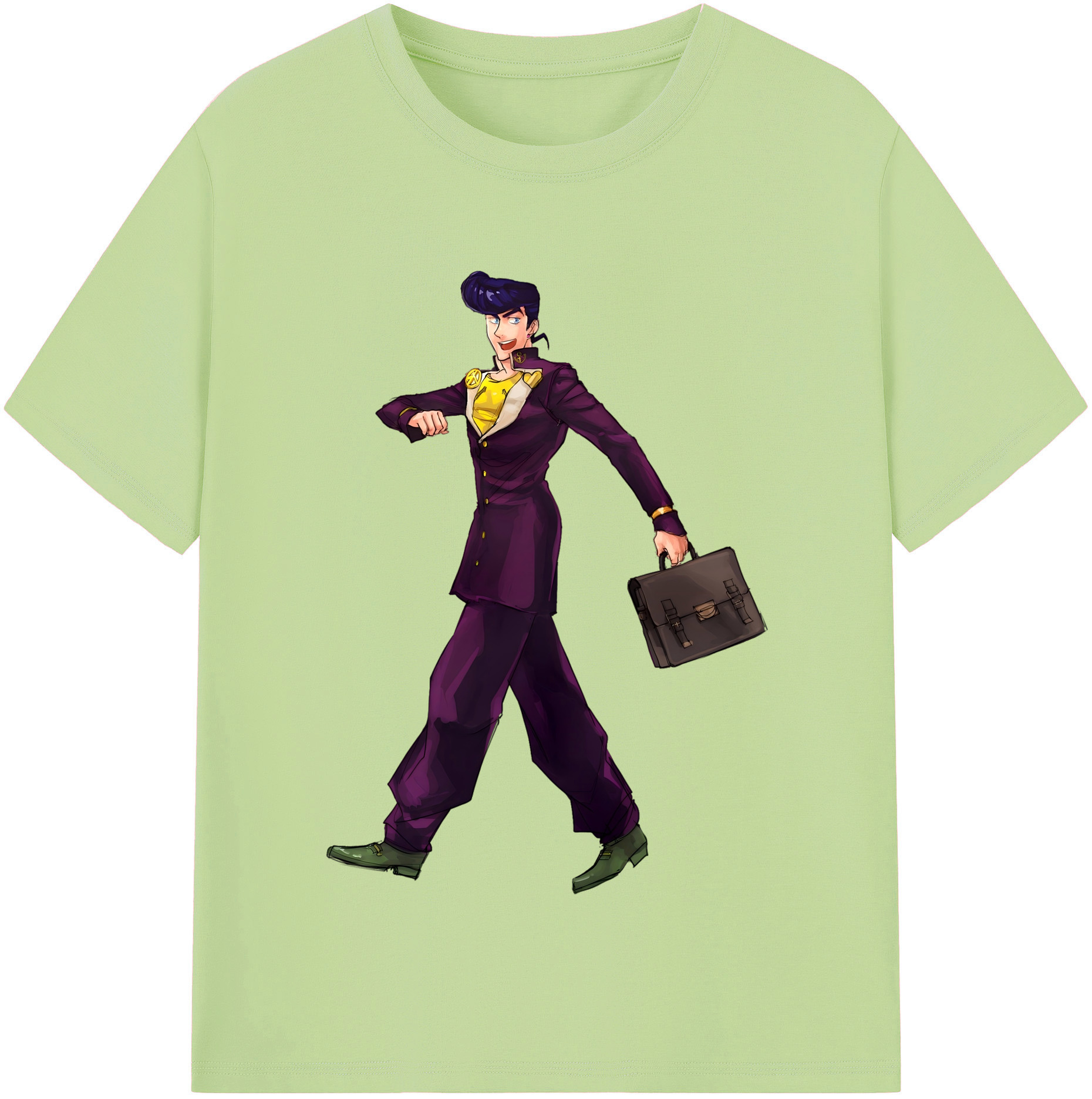 （画像用） ジョジョの奇妙な冒険 ひがしかた じょうすけ JoJo's Bizarre Adventure Higashikata Josuke 綿100％半袖Tシャツ（フロントプリント）